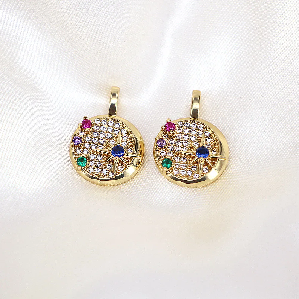 

5 шт., позолоченные подвески в виде звезды и Луны, 18 К