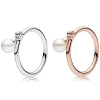 original moments rose gold contemporary pearl ring for women 925 sterling silver wedding gift pandora jewelry