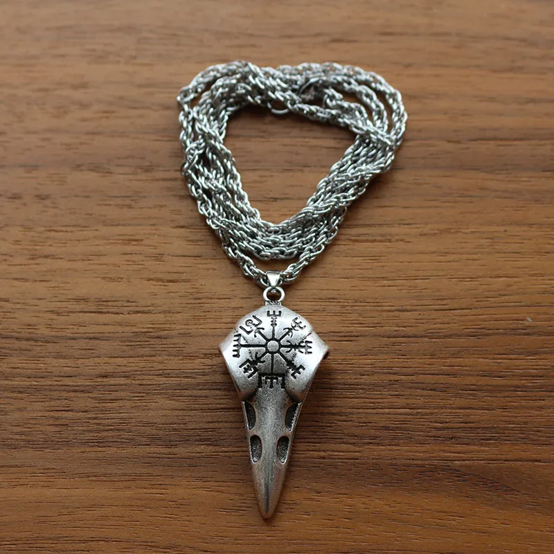

norse mythology Necklace viking Vegvisir men pendant Triangle skull raven head Pendant Scandinavian Jewelry