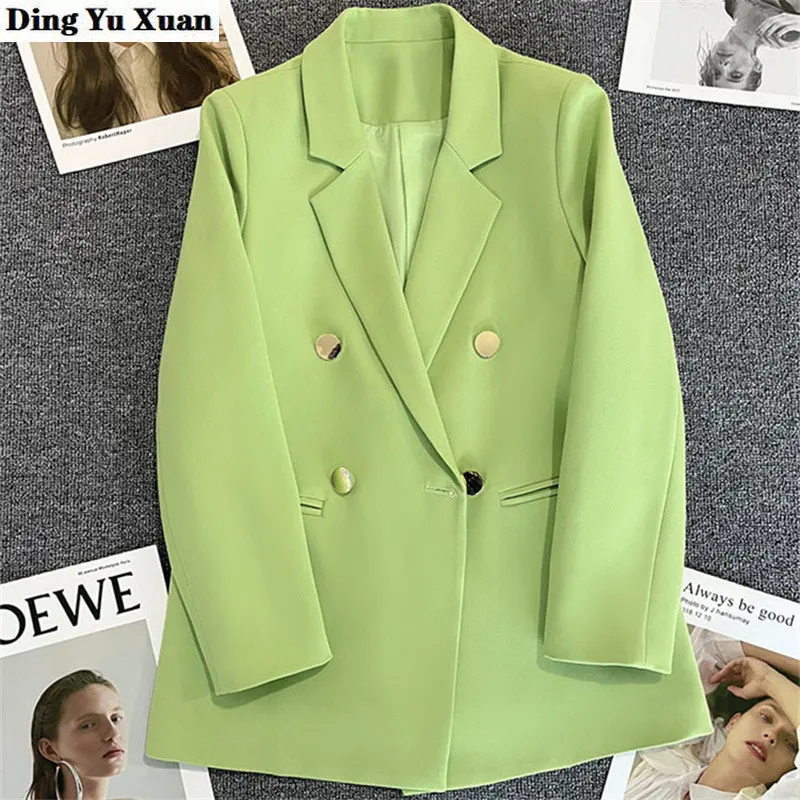

Women's Double Breasted Casual Suit Jacket Office Lady Loose Blazer Mujer New 2023 Spring Autumn Elegant Blaser Feminino