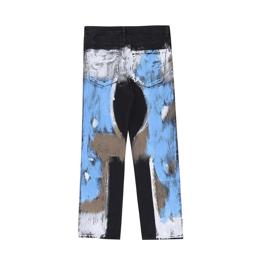 painted baggy jeans streetwear pants for men y2k men’s jeans men clothing  HIP HOP denim jeans