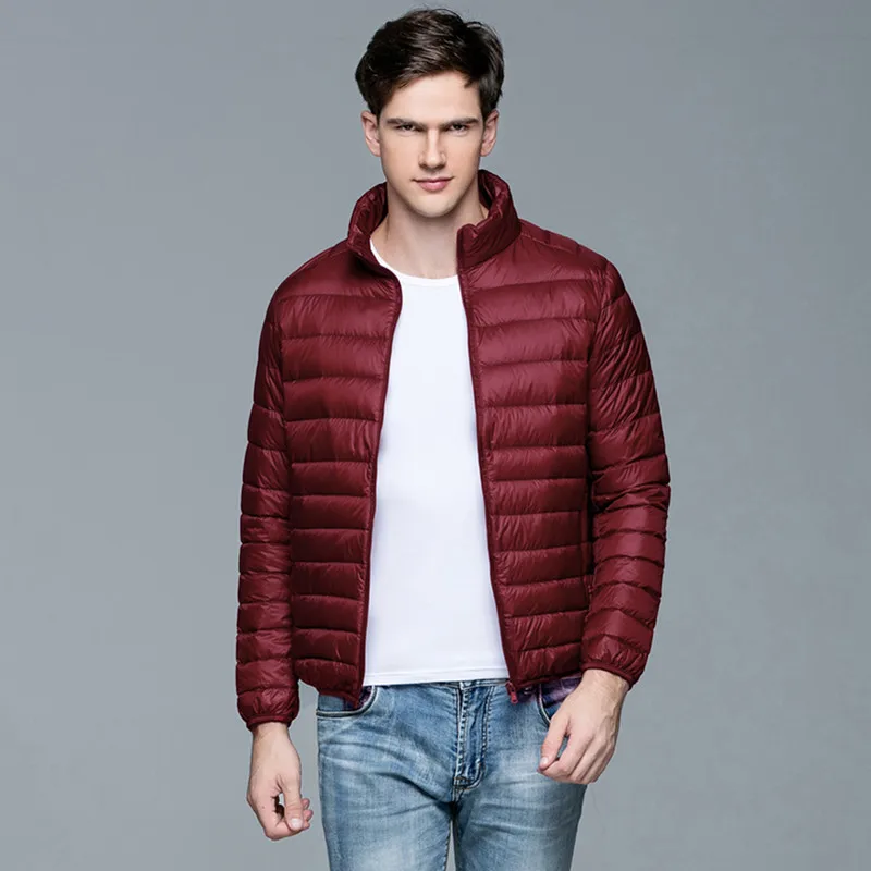 White Duck Down Jackets Man Autumn Winter Stand Collar Thin Down Jacket White Duck Down Men‘s Short Casual Jacket Wholesale 6XL