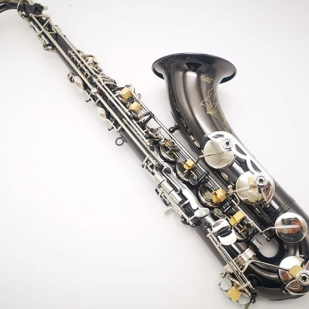 

Classic tenor flat B tone nickel-plated black engraved saxophone jazz woodwind instrument sax with case can be customized