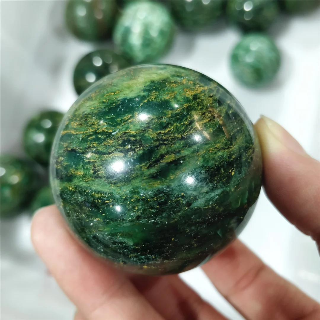 Натуральный кварц Emeraude изумрудный шар сфера драгоценные камни и минералы