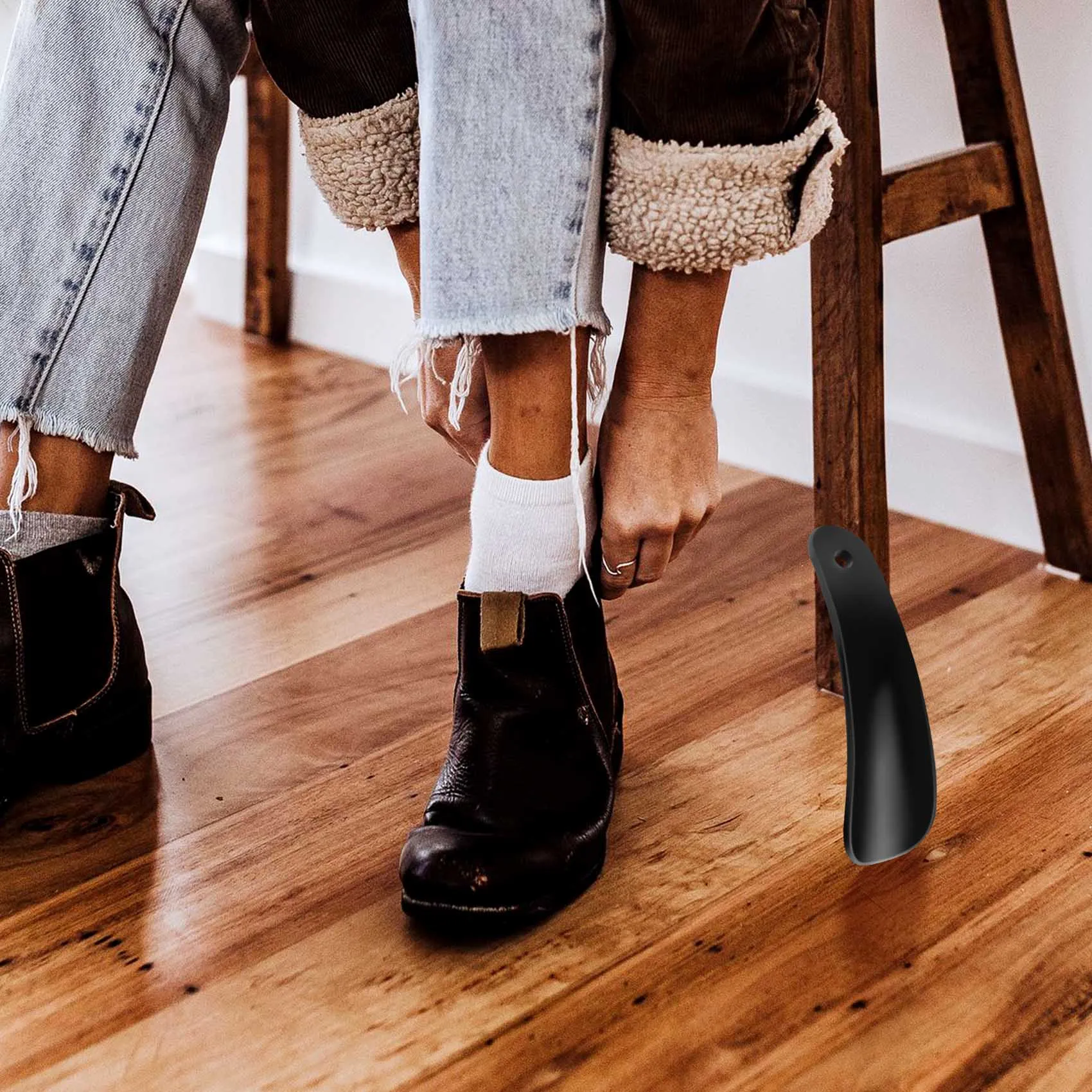 4 7 дюймовый пластиковый подъемник для обуви гибкий прочный черный