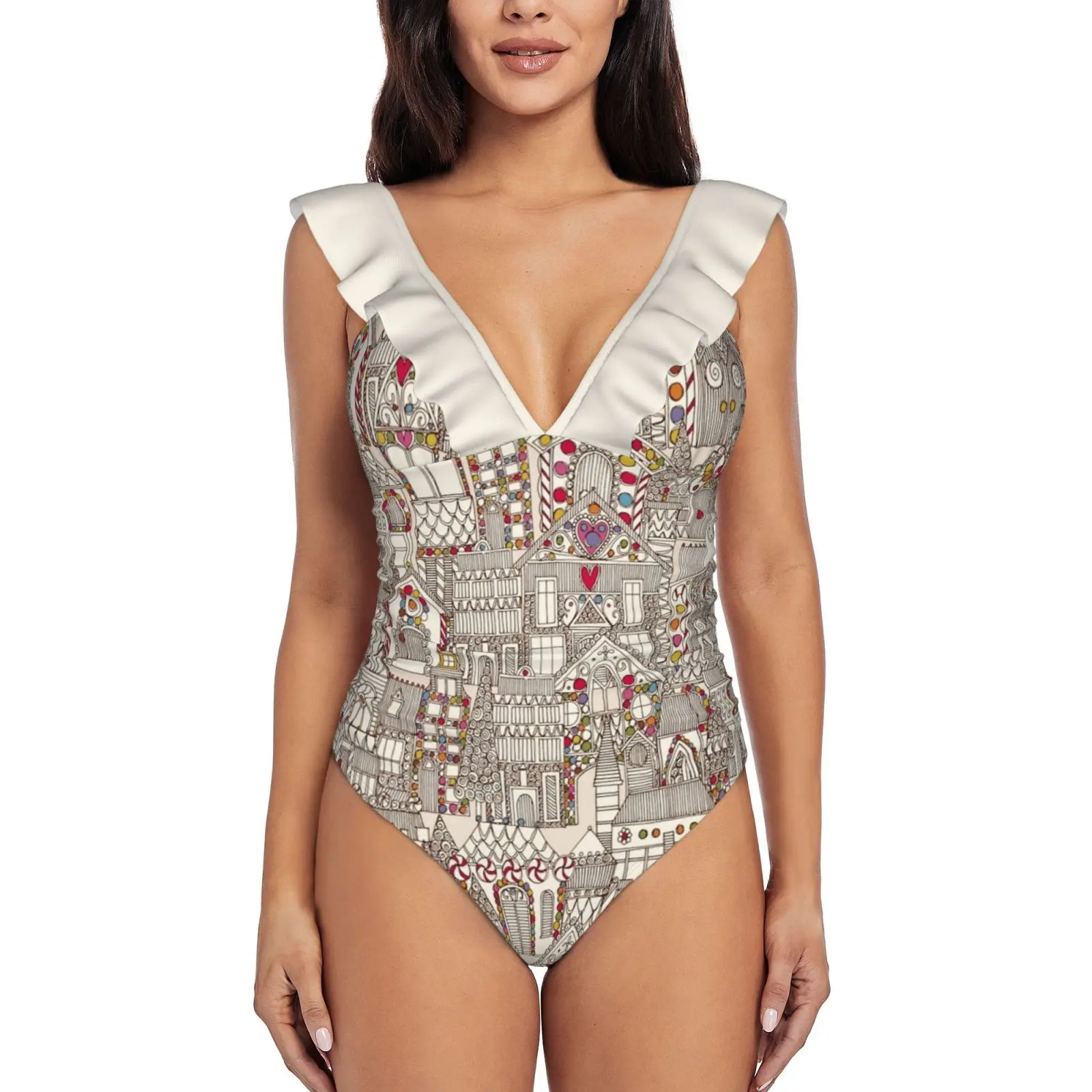 New Girl Beach Swimwear Gingerbread Houses Town Architecture