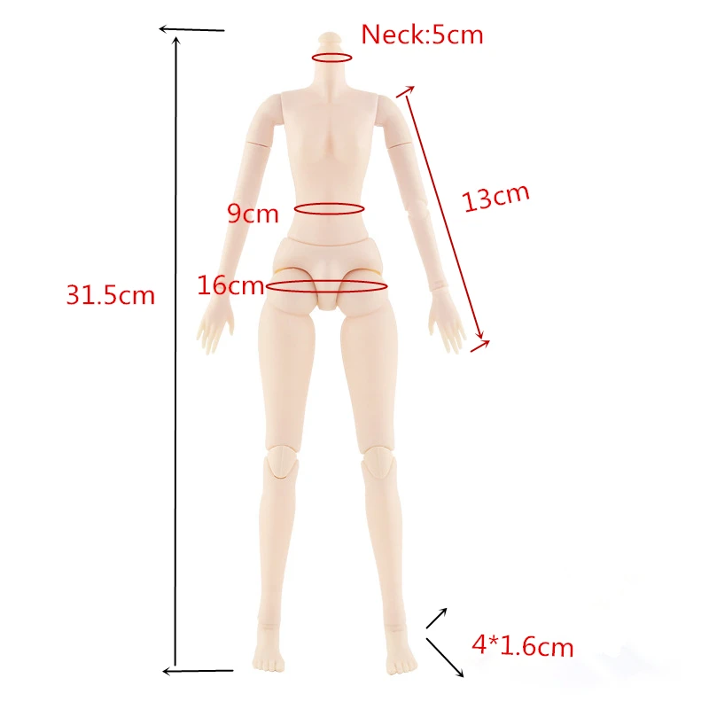 14'' Nude Baby Body with Multi-joint for 36cm Doll 1/4 Accessories Toys Girls |