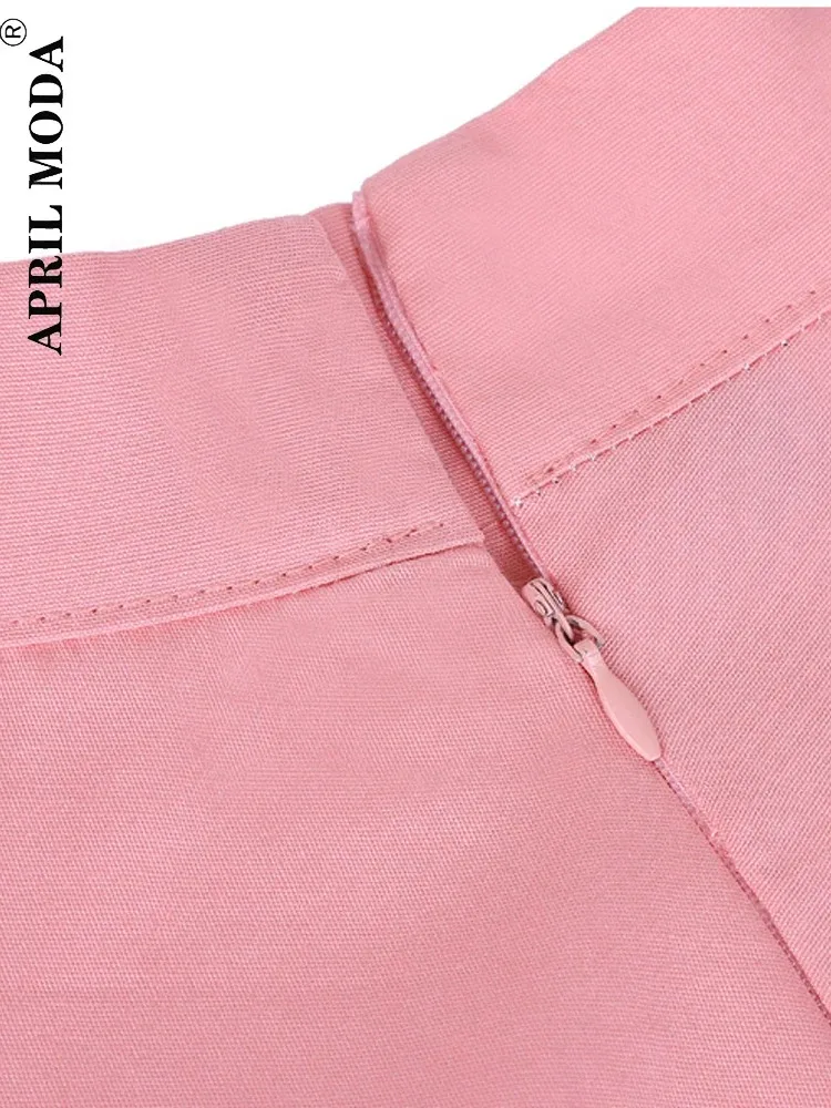 Женская винтажная юбка в стиле рокабилли розовая хлопковая трапециевидная с