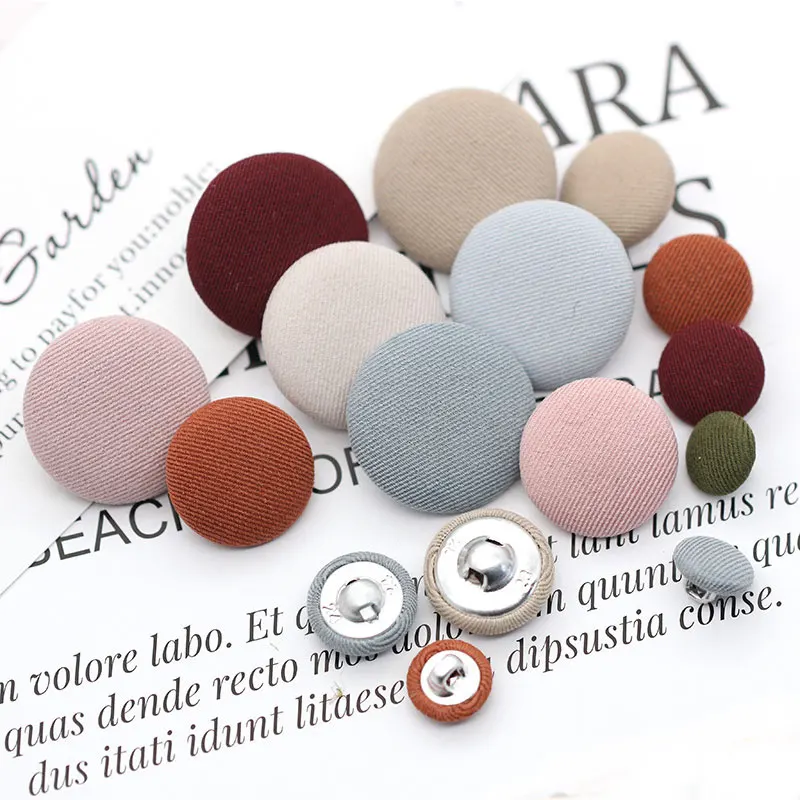 

10pcs Metal Shank Sewing Round Buttons Colorful Cloth Covered DIY Accessories Aluminum Button For Clothing Decorative