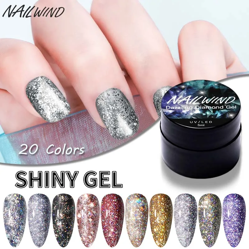 

NAILWIND 5ml Gel Nail Polish Glitter Semi Permanent UV Varnish Hybrid Led Esmaltes Nail Glue Primer Top Coat Nail Gel Polish