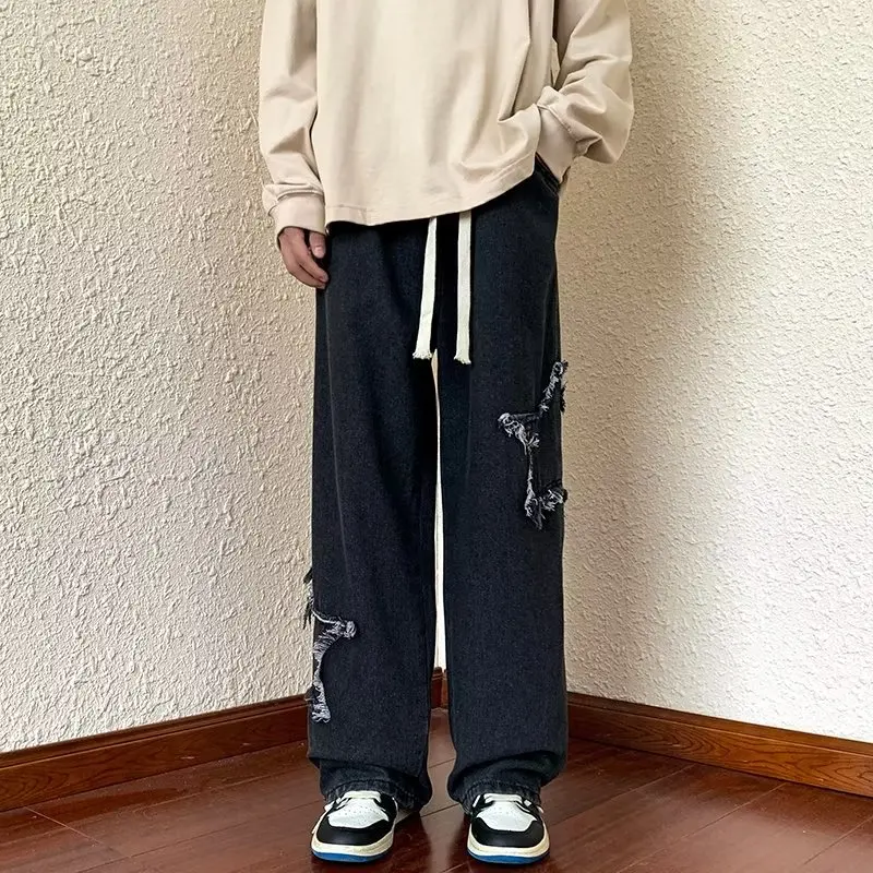 Wide Leg Cargo Pants Streetwear Baggy men Jeans 2022 Spring Autumn Men Korean Fashion Loose Straight Male Brand Clothing S-3XL