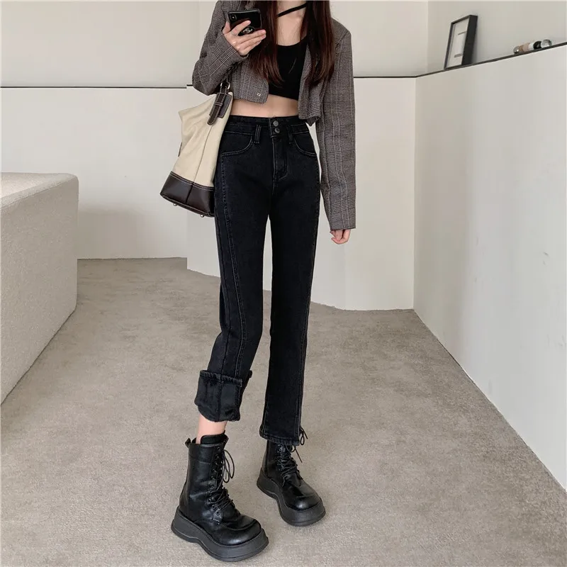 N2064   New style flared trousers split trousers trousers high waist trousers jeans