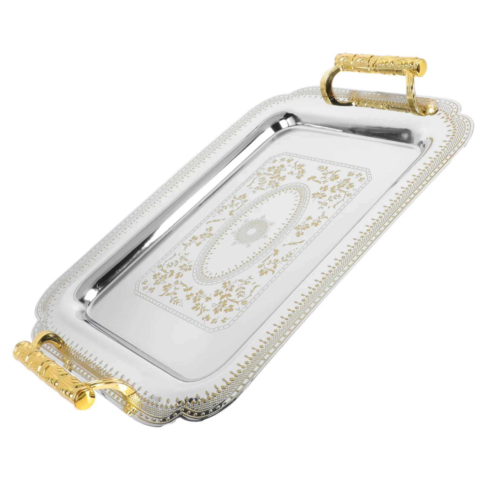 

Vintage Tray KTV Fruit Cold Noddle Plate Pallet Board 35x24.5cm Buffet Hotel Using Golden Stainless Steel Cake