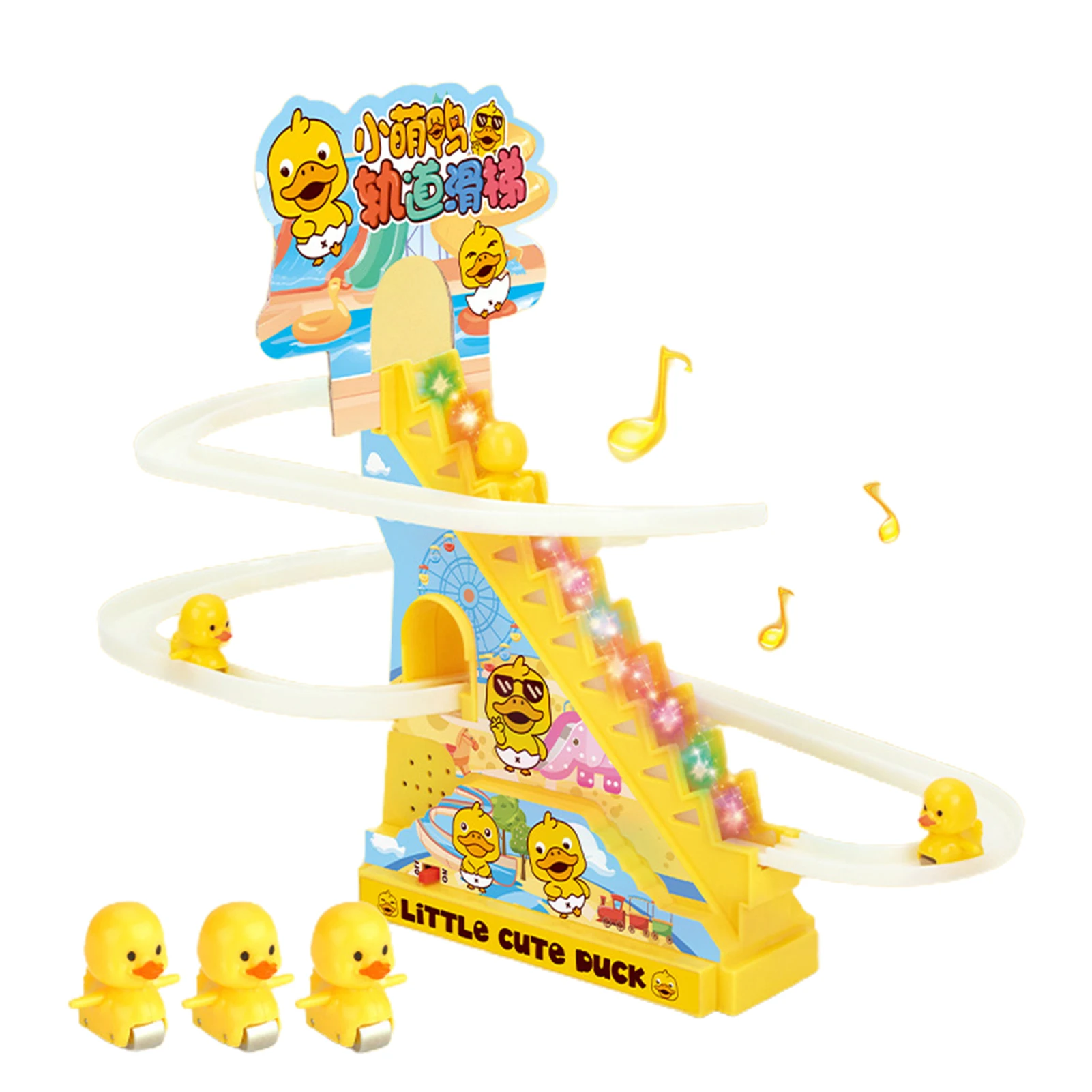 

Electric Duckling Stair Climbing Toys Abs Safe Climb Stairs Toy Roller Coaster Toy Electric Track Toys Race Track Slide Stairs