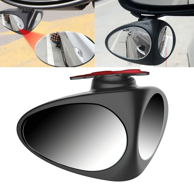 

360 Degree 2 Side Car Blind Spot Convex Mirror Rotatable Automibile Exterior Safety Rear View Parking Mirror Black White