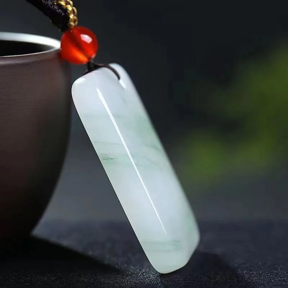 Ожерелье из натурального камня ручной работы кулон с зеленым нефритом для мужчин