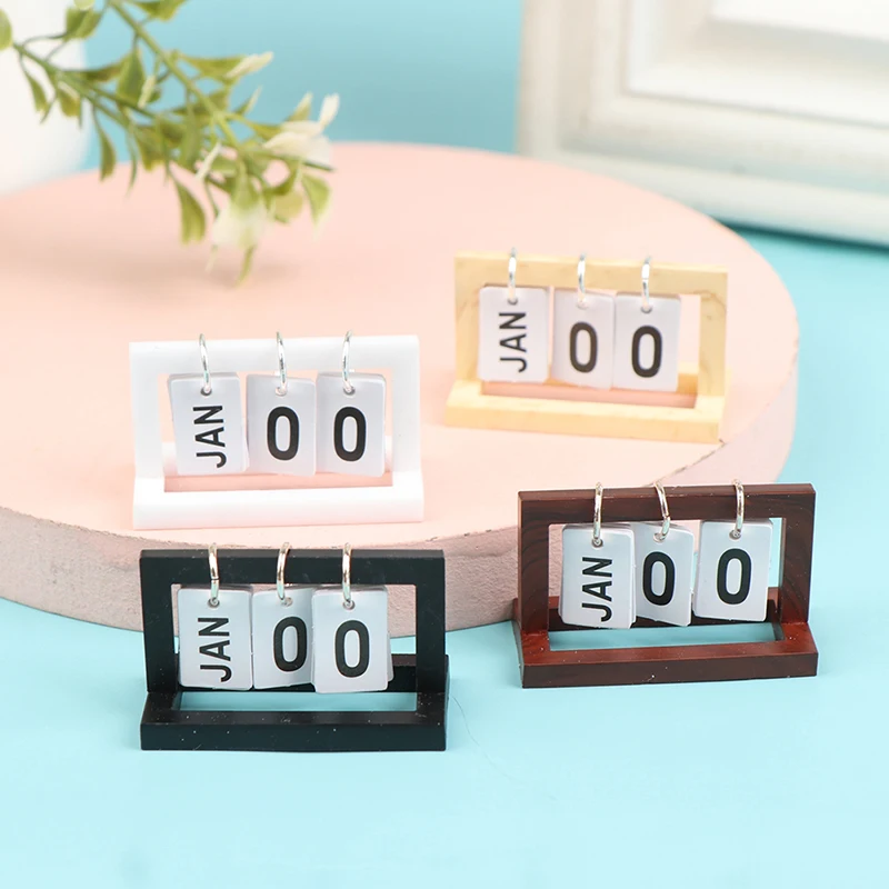 

2022 Creative Flip Wooden Vintage Home Calendar Dollhouse Miniature Decorate New Kids Doll House Decoration