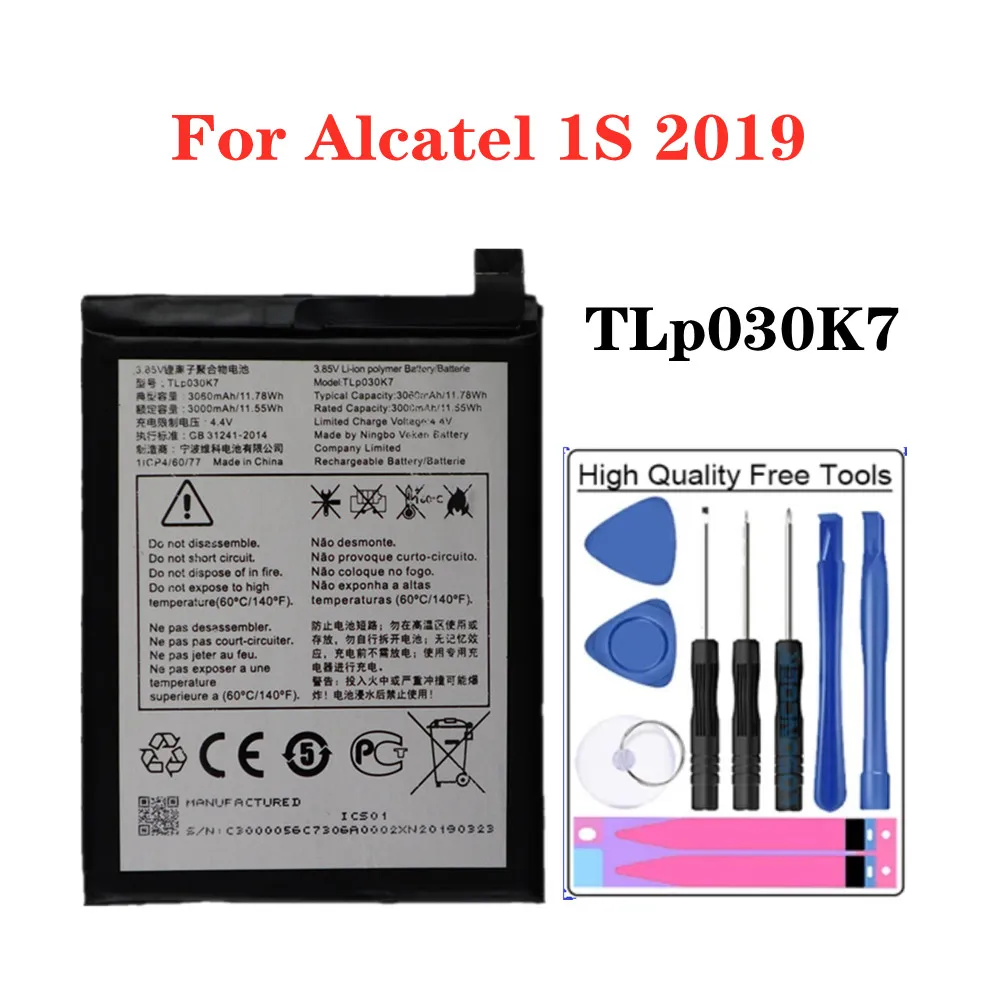 Новый аккумулятор 3060 мАч TLp030K7 для смартфонов Alcatel 1S 2019, 10000, 5024A, 5024D, 5024J, 5024I, 5024F