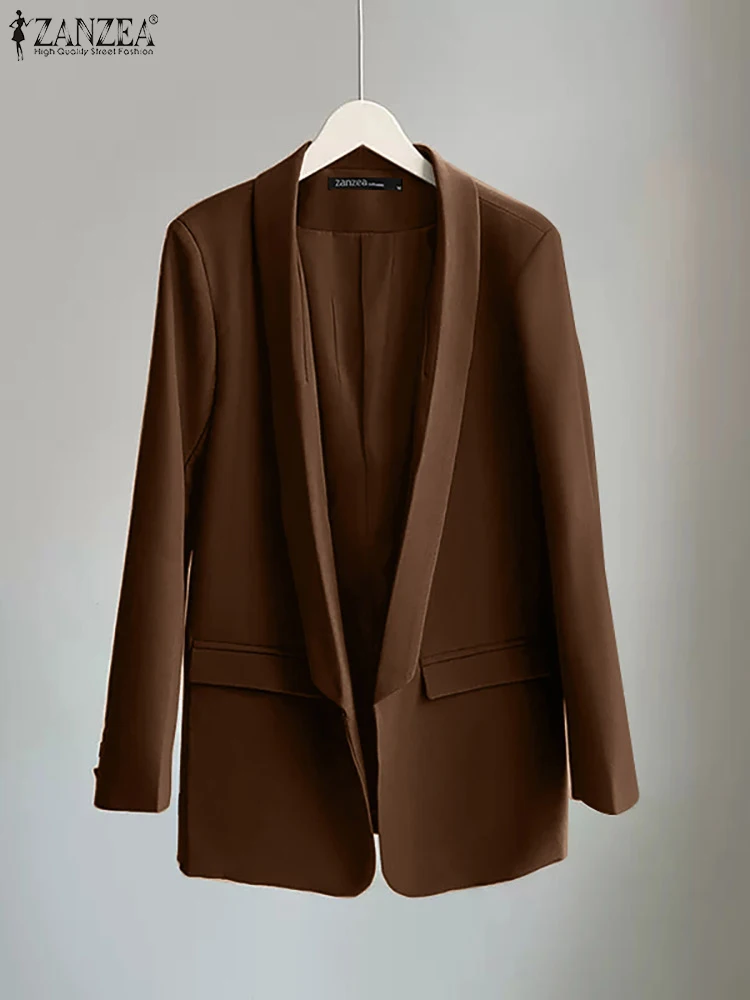 

ZANZEA Women Coats Casual Solid Work Wears Lapel Neck Long Sleeve Blazers Oversized Office Lady Loose Suits Tops 2023 Streetwear
