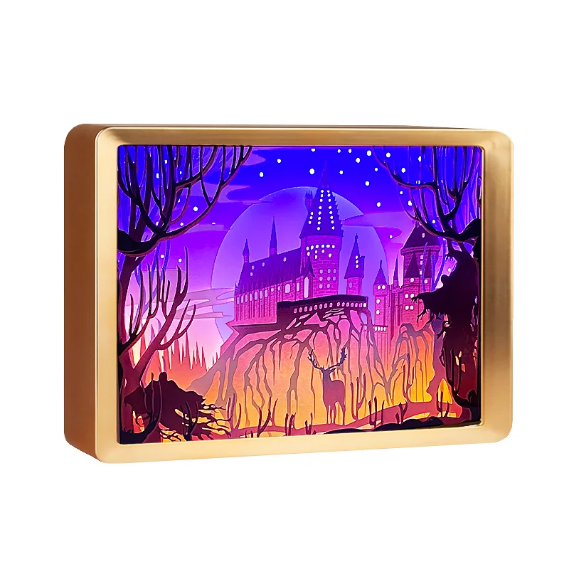 Shadow Box 3D Hary Castle Painting Frame Custom Bedside Lamp