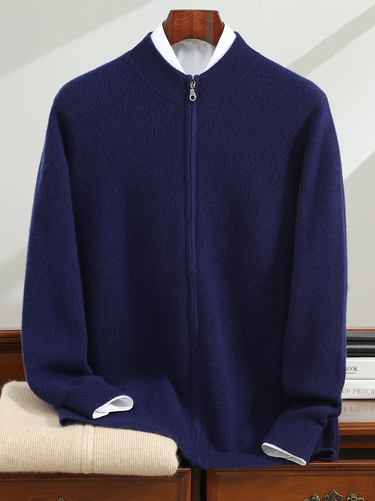 Мужской кашемировый свитер на молнии ANGEL черный утепленный Повседневный базовый