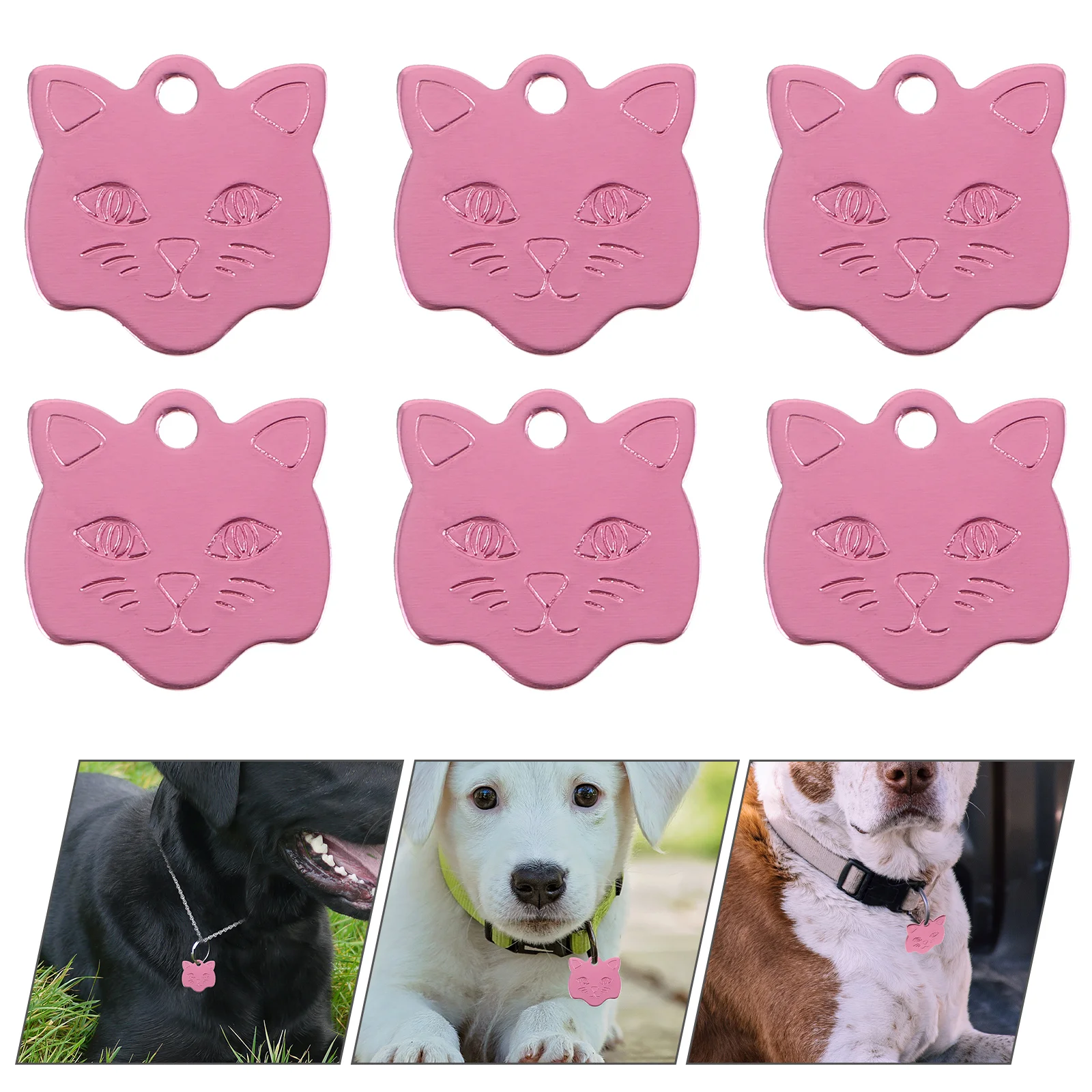 

10pcs Dog Tags Pet Id Tags Cat Head Shape Charms for Puppy Cat Pet Collar Decor