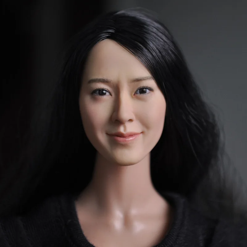

KUMIK KM13-77 1/6 Asia Female Head Carving Korean Beauty Hair Transplant Head Sculpture Model Toy for 12" Action Figure Body