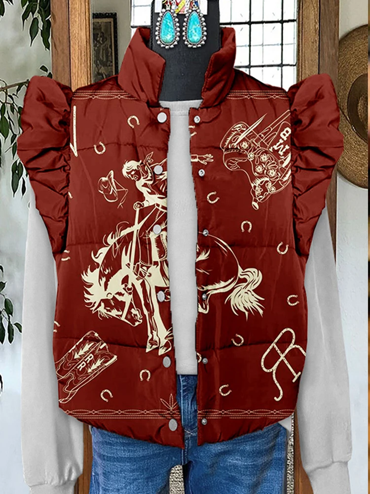 Винтажный жилет с рюшами и принтом в стиле вестерн-родео