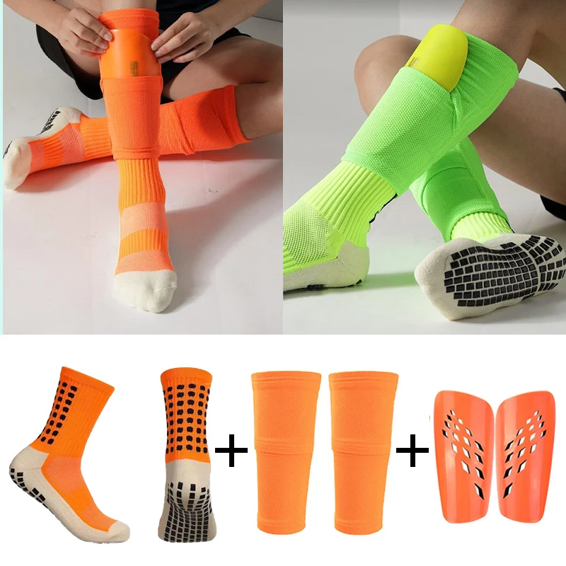 

Комплект высокоэластичных спортивных леггинсов для взрослых и детей, защитное снаряжение для улицы, Нескользящие футбольные носки