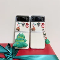 cute cartoon phone case for samsung galaxy z flip 3 lovely christmas tree snowman protective cover for samsung galaxy z flip 3