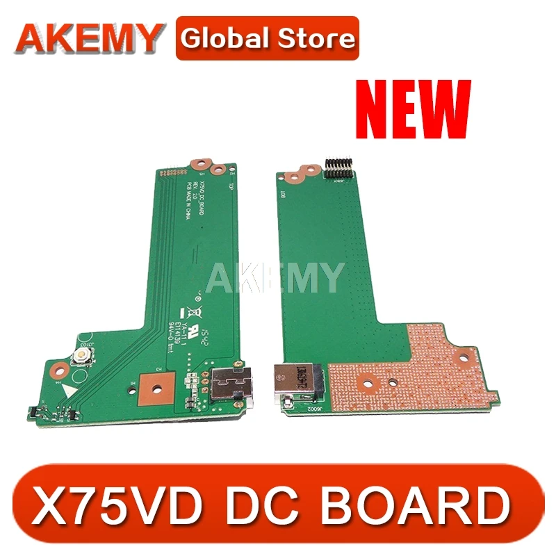 

Akemy оригинальная плата питания постоянного тока для Asus X75A X75V X75VD X75VD_DC_BOARD REV: 2,0 60-NC0DC1000 100% протестирована Быстрая доставка