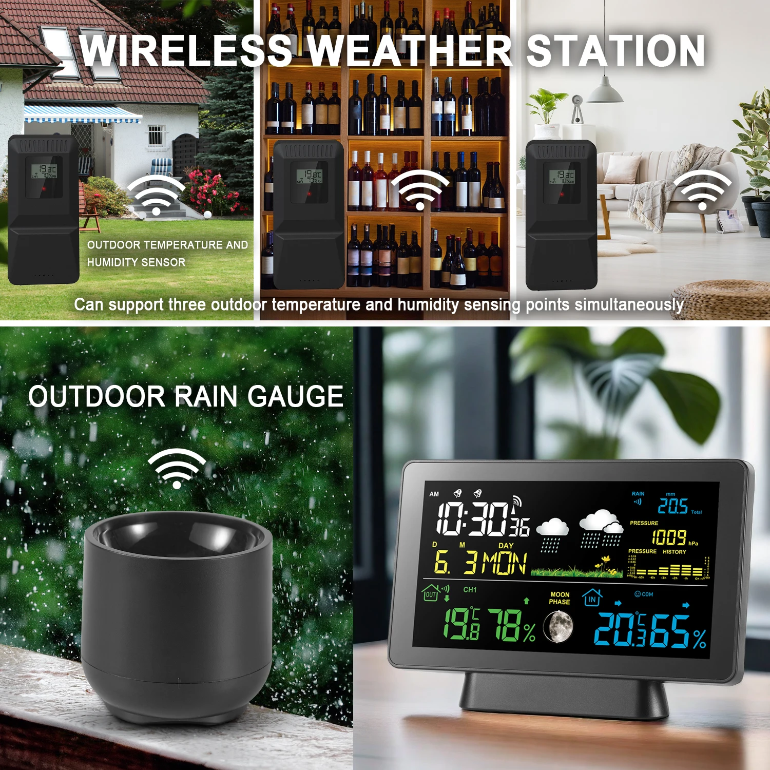 Метеостанция 7-в-1 с уличным датчиком и дождя