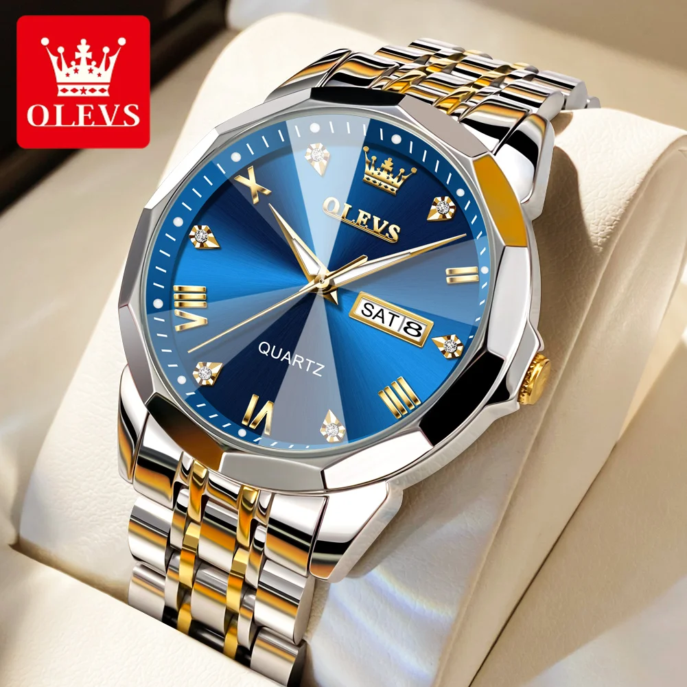 

OLEVS 2023 Top Brand Men Watch Fashion Quartz Sports Wristwatch Rhombic Coated Glass Mirror Men's Clock Relogio Masculino 9931