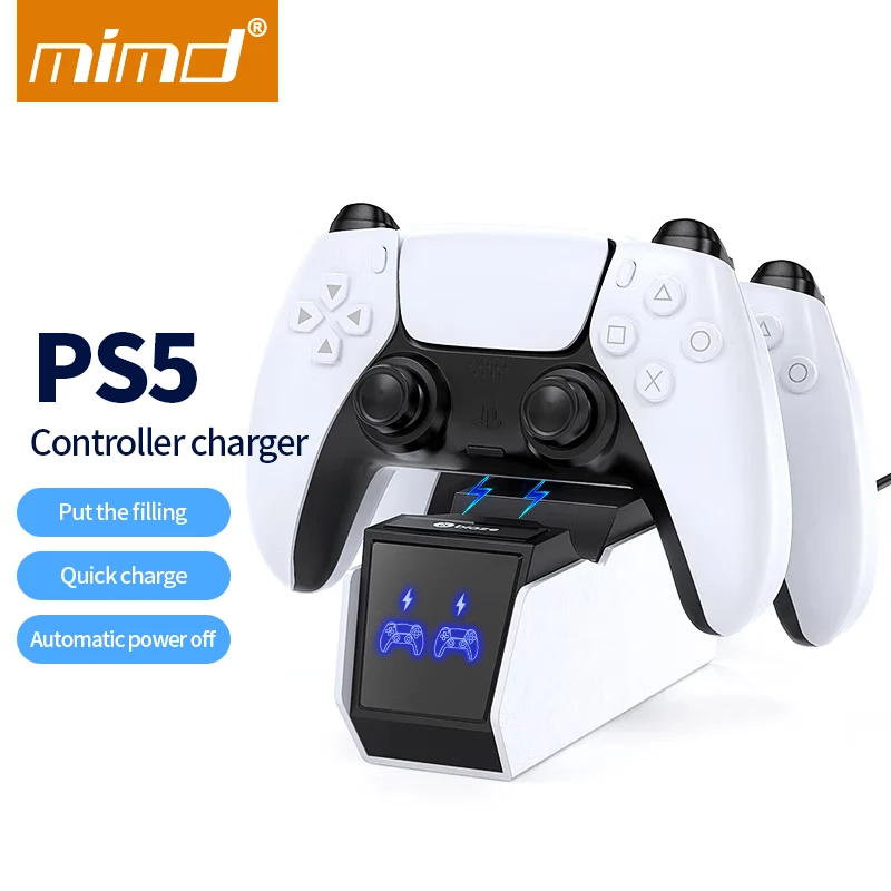 

MIMD PS5 Controller Charger Fast Charging AC Adapter, Dualsense Charging Station Dock for Dual Playstation 5 Controllers