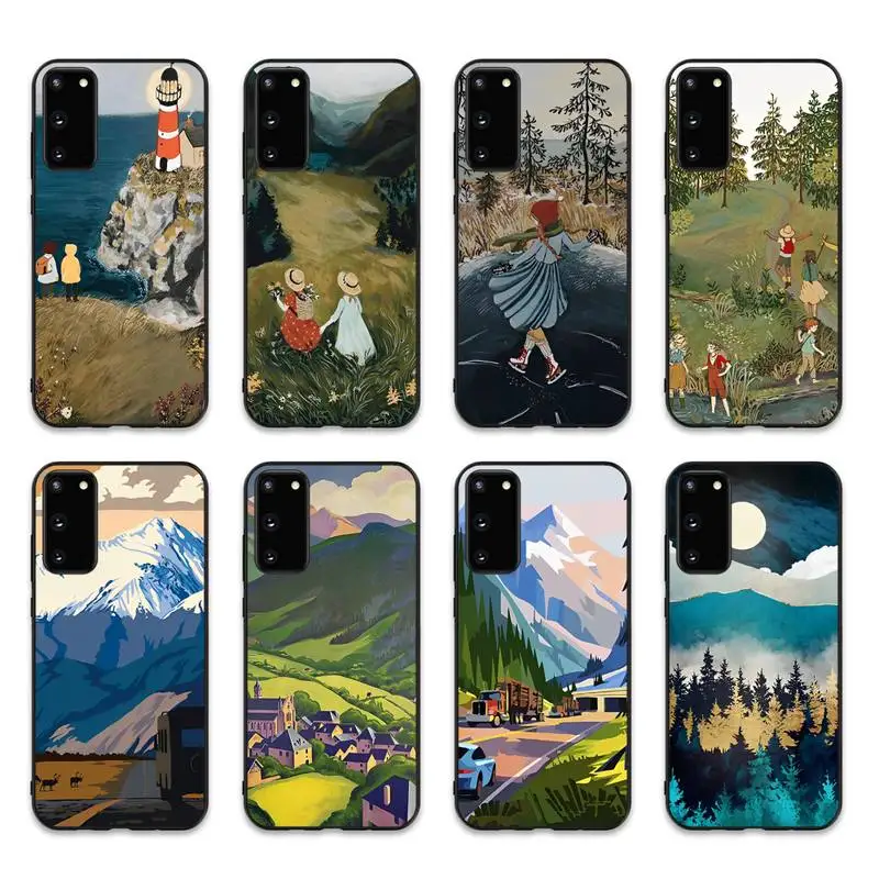 

Cartoon Scenery Girl Phone Case for Samsung S10 21 20 9 8 plus lite S20 UlTRA 7edge