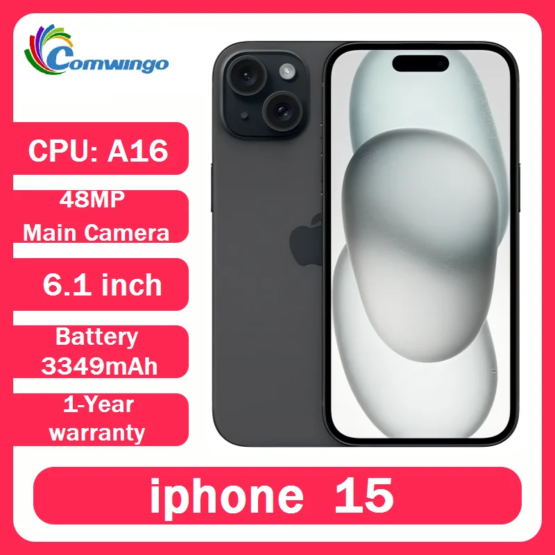 Фото Оригинальный Apple iPhone 15 Physical SIM 6 ГБ ОЗУ 128 ГБ/256 ГБ ПЗУ IOS 6,1 'OLED Face ID NFC A16, используемый мобильный смартфон iPhone15 №1