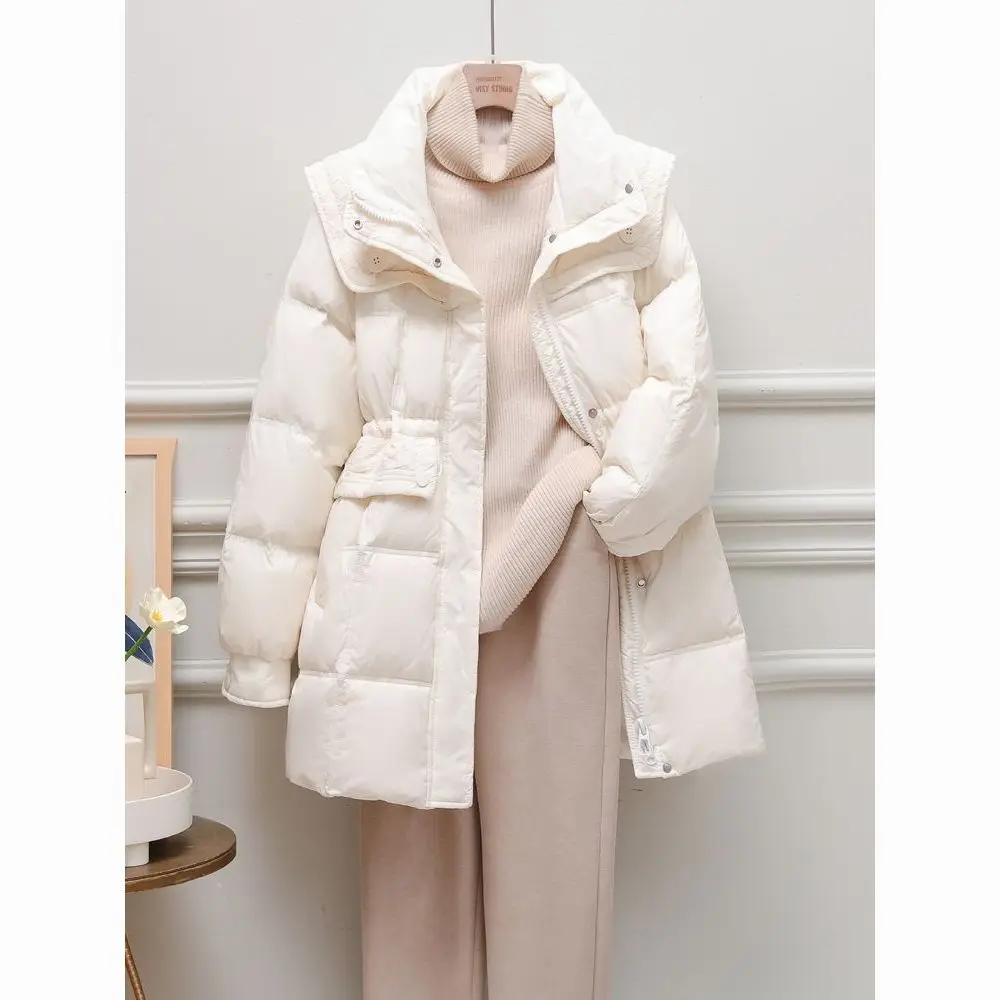 Fashion Women's Winter Down Jacket Stand Collar Short Single-breasted Coat Preppy Style Parka Ladies Sweet Outwear Female L122