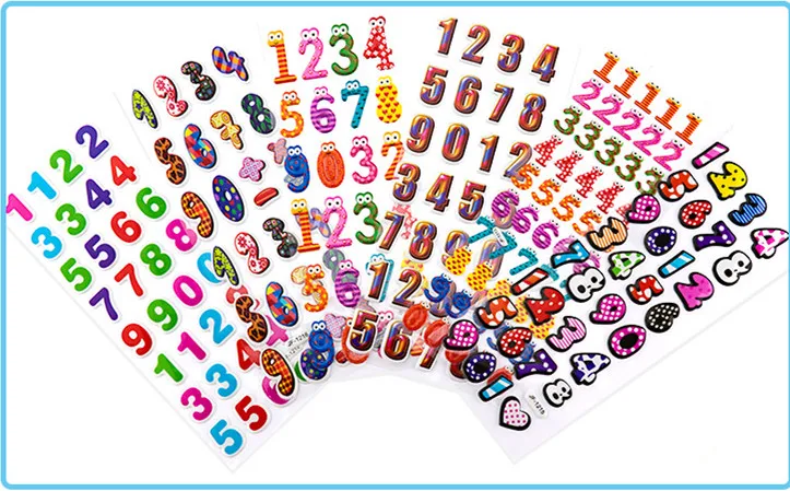 3D Стикеры Детские Игрушки Нарядиться Мультфильм Дети Девочки Куклы Буквы Цифры Фрукты Овощи Улыбка Сердце Пузырь.