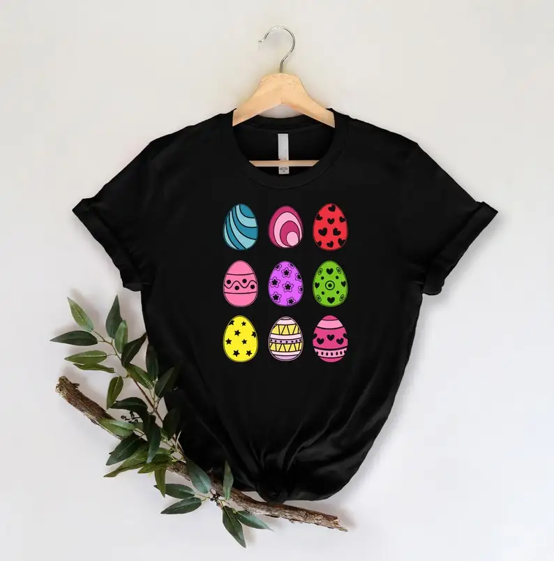 

Easter Egg Shirt Happy Easter T-Shirt Funny Easter Shirts Gift For Easter Day Casual Cotton O Neck Short Sleeve Top Tees