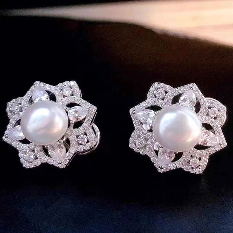 Женские серьги из серебра 925 пробы с натуральным пресноводным жемчугом