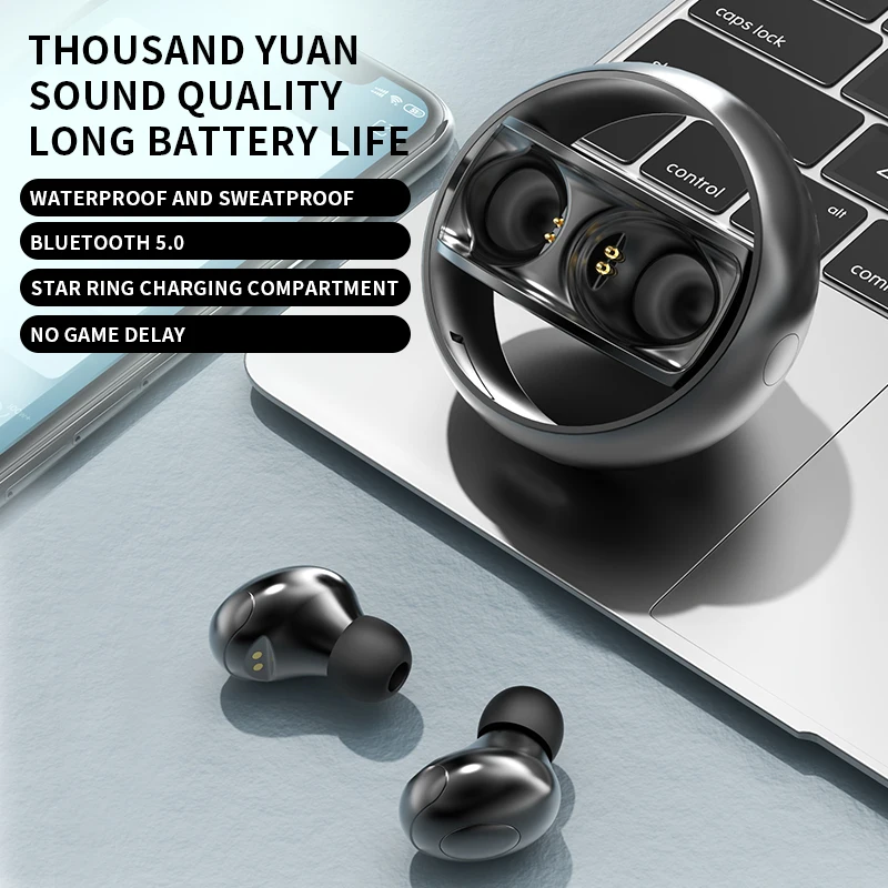 

MDUG H8 TWS 5.0 True Wireless Bluetooth Headset HIFI Sound Quality with Mic Waterproof Sports Game Mini Earbuds Bilateral Stereo