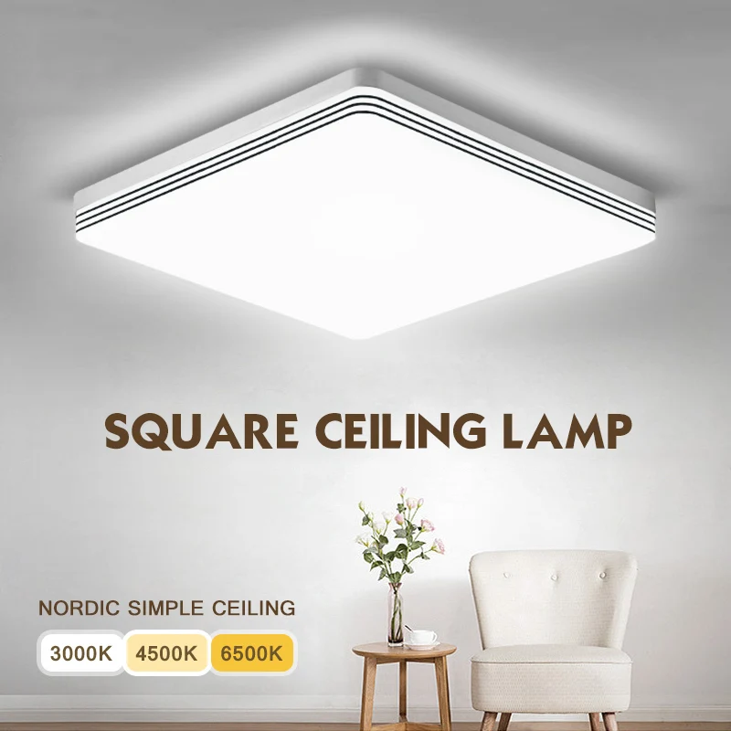 

LED Ceiling Lamps in Square Ultra Thin Surface Mount Fixture 48W 36W 24W 18W Lustre Natural Lights Super Bright in Bedroom Foyer