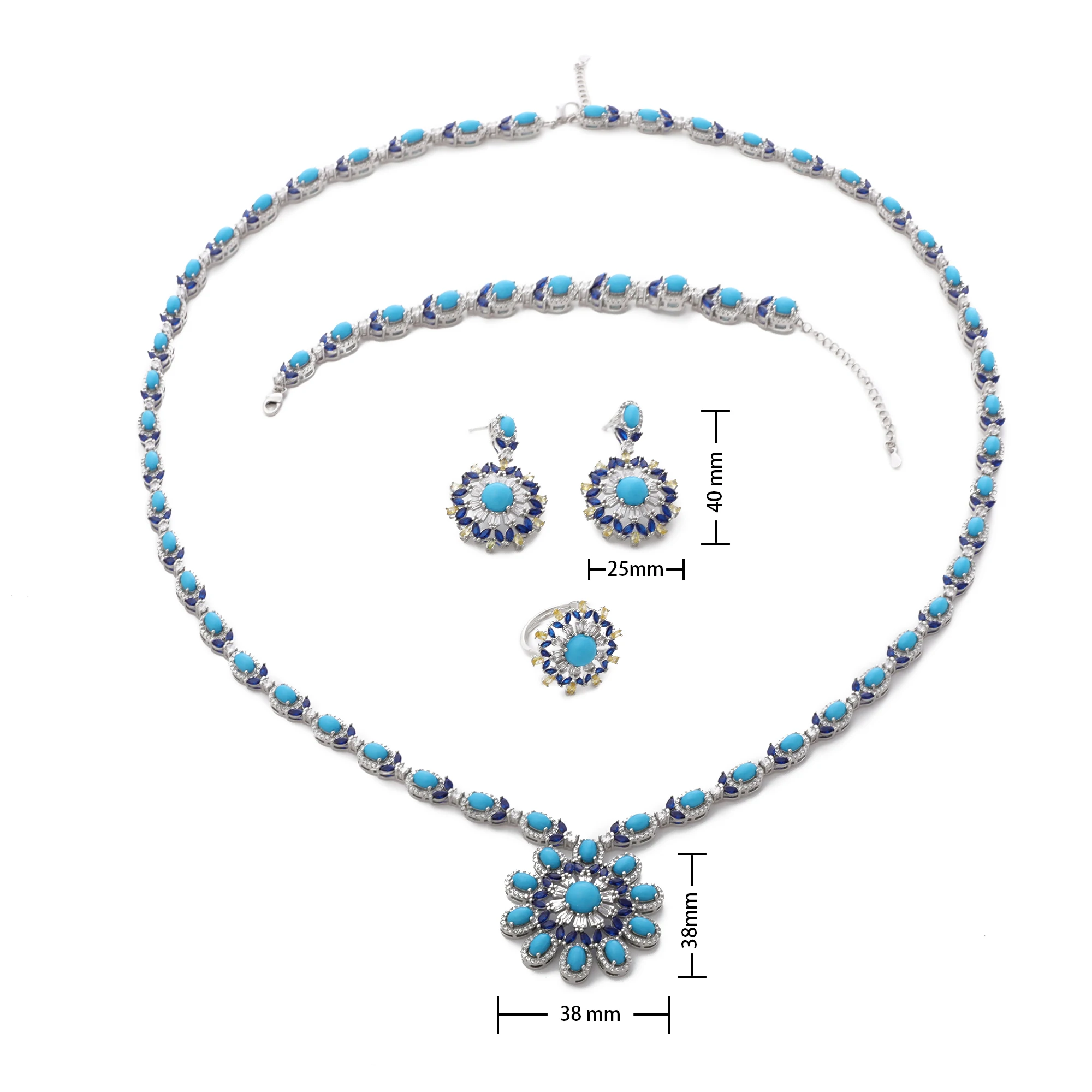 JRH 72cmlong имитация полусокровищ ювелирных изделий женский комплект браслет кольцо