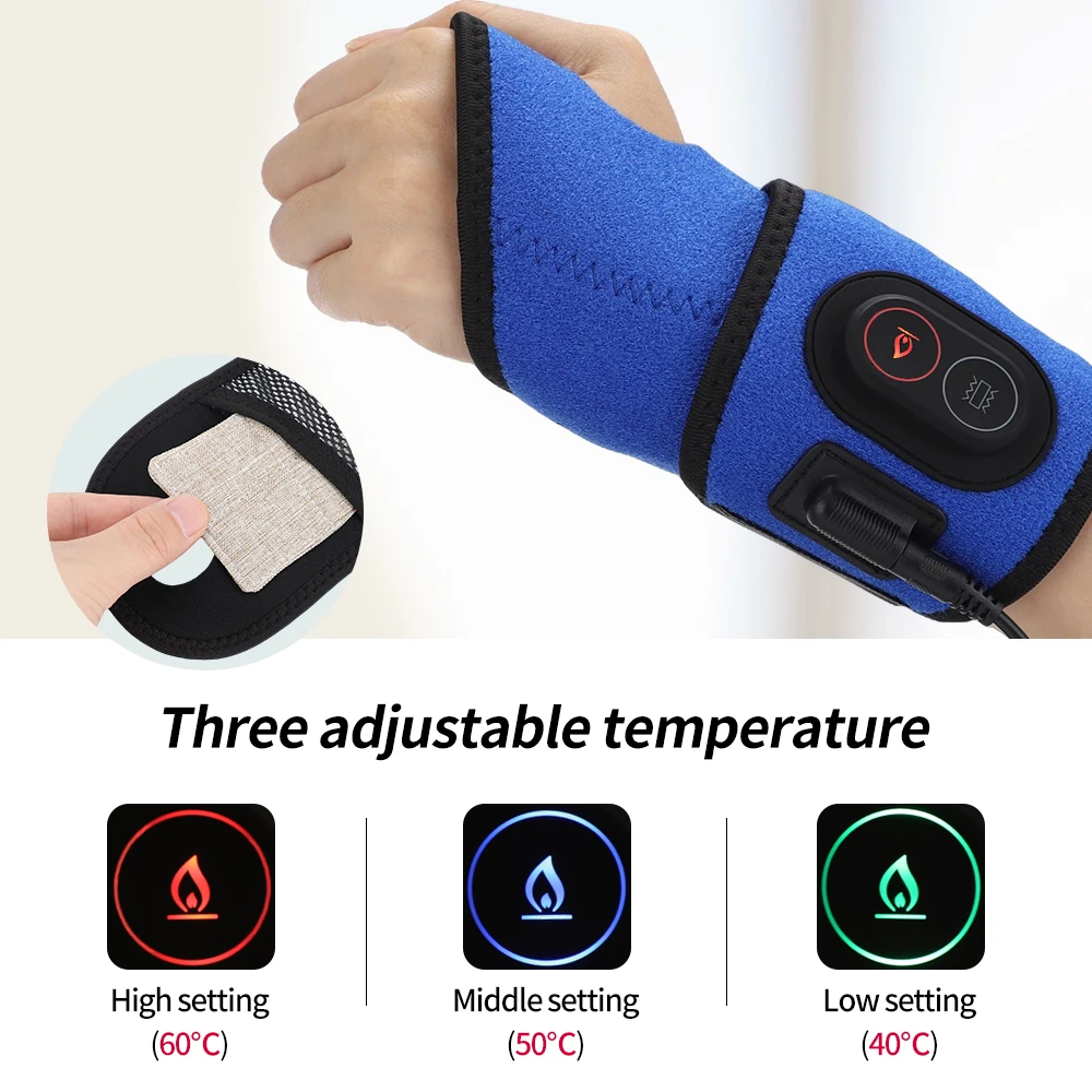 

Electric Heated Wrist Massage Rechargeable Hand Massager Bracer Hand Joint Vibration Relaxation Pain Relief Health Care Brace