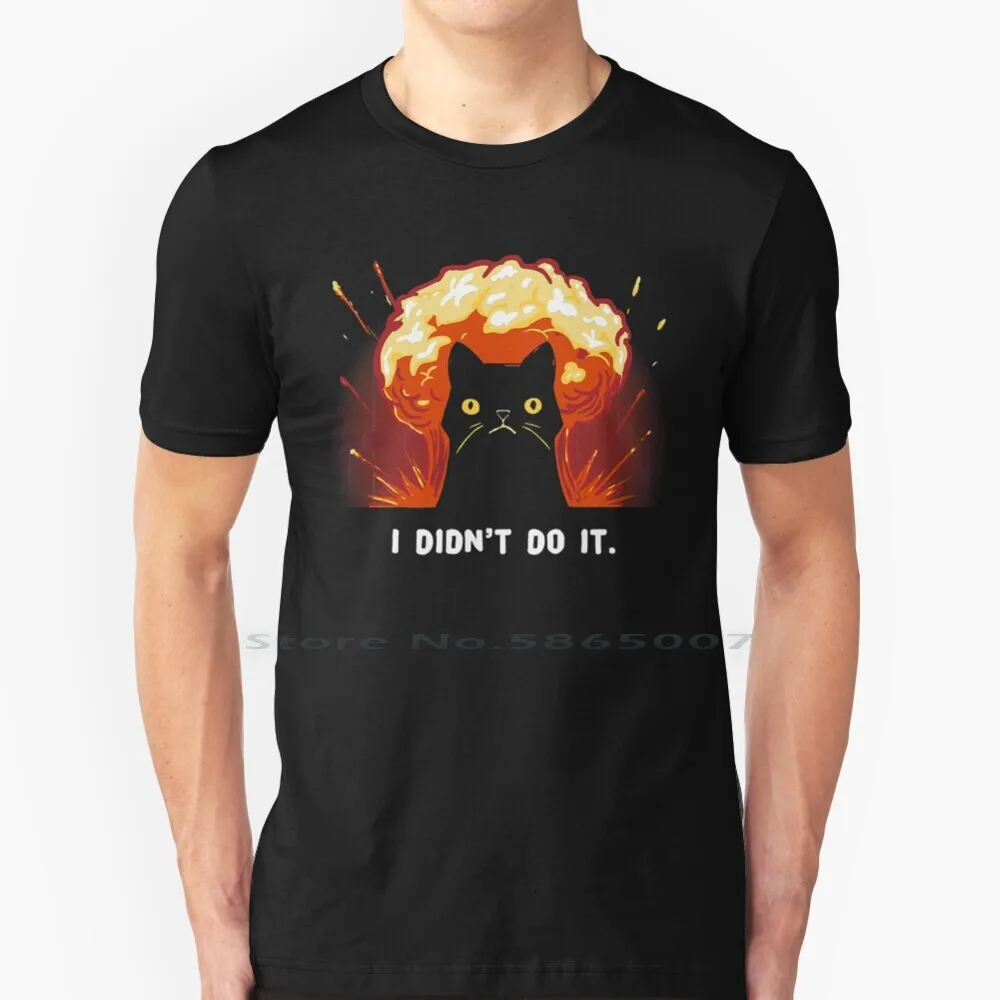 I Didn't Do It T Shirt 100% Cotton Animal Black Cat Pet Cute Fire Moster Totoro Music Hip Hop Album Big Size 6xl Tee Gift