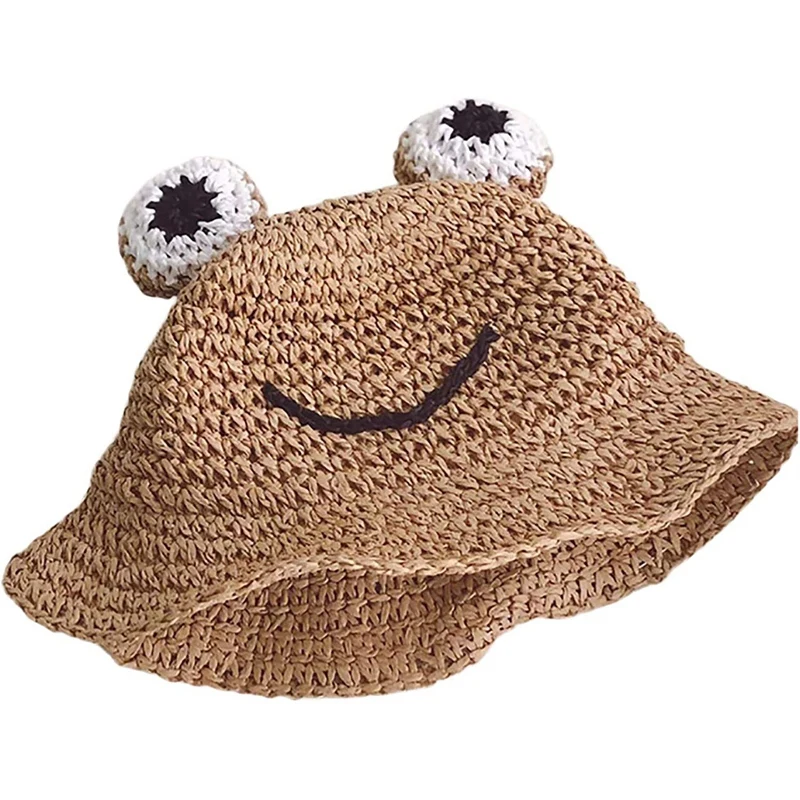 

Детская соломенная шляпа в виде лягушки, шляпа для рыбалки ручной работы