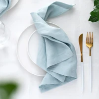 12pcs table cloth wedding napkin for table plates mat setting serving kitchen towels cotton line party decoration decoupage blue