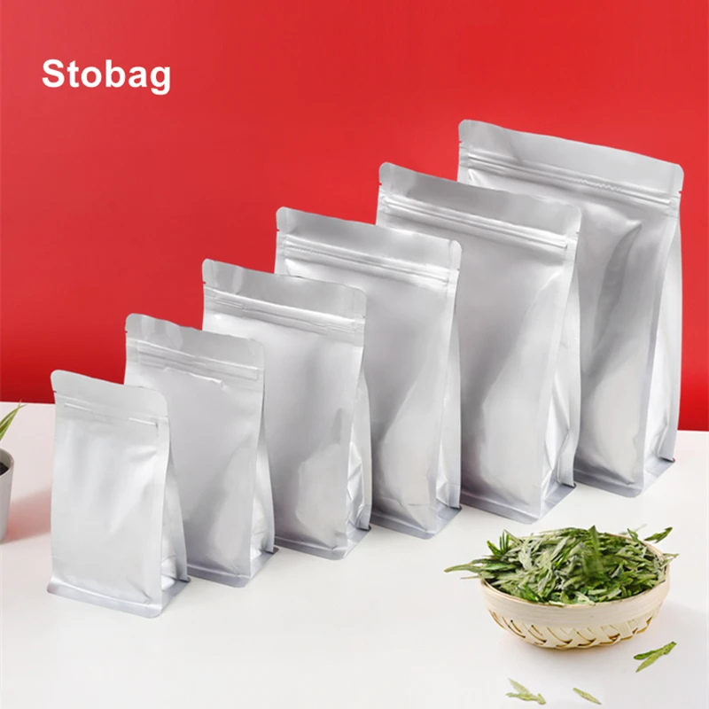 

StoBag 25pcs Aluminum Foil Food Packaging Ziplock Bags Stand Up Sealed for Tea Nuts Candy Storage Zip Lock Reusable Pouches