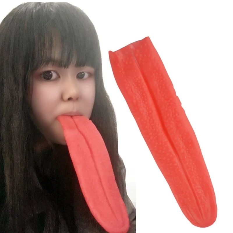 

Simulated Long Tongue Stretchy Role Playing Costume Red Gifts Horrific Tongue Toy Halloween Party Costume Fake Tongue
