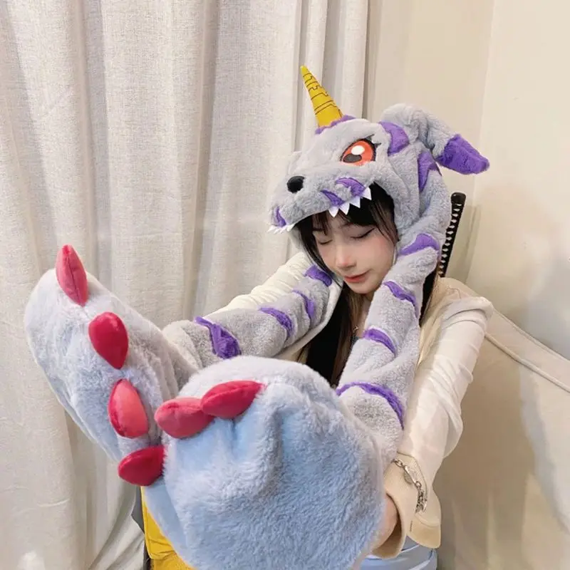 

Kawaii Gabumon Japan Digimon Adventure Pinch Plush Hat Plushie Cap Hat Keep Warm Hat Ears Up Head Decoration Ornament Kids Gift